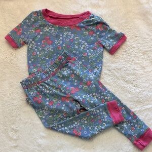 Sleep On It Blue Floral Kids Pajama Set with Pink Trim